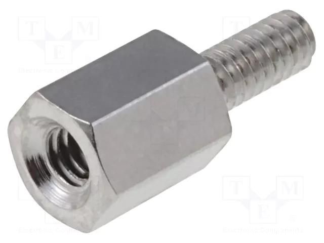 Screwed spacer sleeve; 5mm; Int.thread: M2; Ext.thread: M2; brass DREMEC TFM-M2X5/DR211