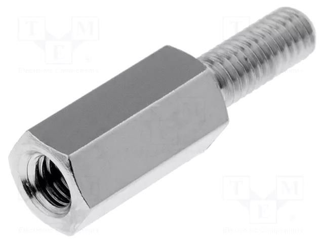 Screwed spacer sleeve; 9mm; Int.thread: M3; Ext.thread: M3; brass DREMEC TFM-M3X9/DR213