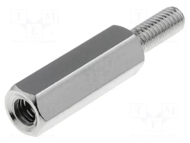 Screwed spacer sleeve; 15mm; Int.thread: M3; Ext.thread: M3; brass DREMEC TFM-M3X15/DR213