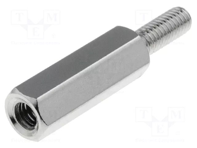 Screwed spacer sleeve; 15mm; Int.thread: M3; Ext.thread: M3; brass DREMEC TFM-M3X15/DR213