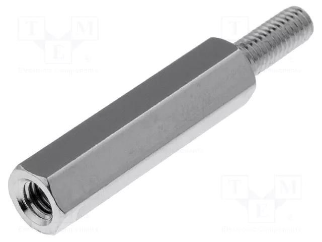 Screwed spacer sleeve; 20mm; Int.thread: M3; Ext.thread: M3; brass DREMEC TFM-M3X20/DR213