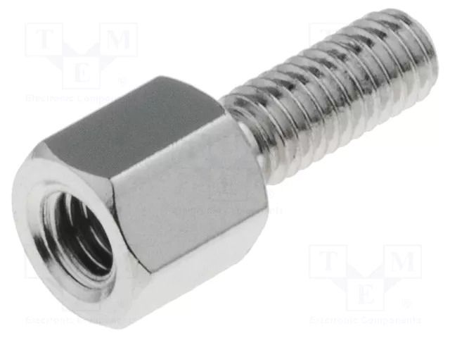 Screwed spacer sleeve; 5mm; Int.thread: M3; Ext.thread: M3; brass DREMEC TFM-M3X5/DR213