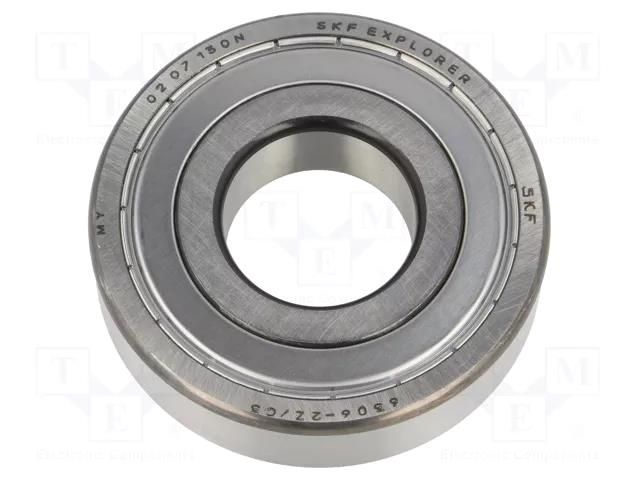 Bearing: single row deep groove ball; Øint: 30mm; Øout: 72mm SKF SKF6306-2Z/C3
