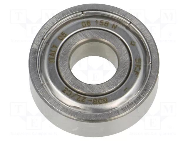 Bearing: single row deep groove ball; Øint: 8mm; Øout: 22mm; W: 7mm SKF SKF608-2Z/C3