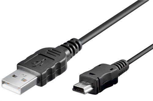 Mini USB Sync and Charging Cable, Black, 1 m - USB 2.0 male (type A) > USB 2.0 mini male (type B, 5-pin) 46712