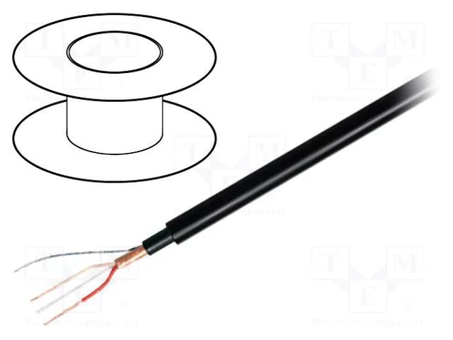 Wire: microphone cable; 1x2x0.22mm2; black; OFC; -15÷70°C; PVC TASKER TAS-C301BK