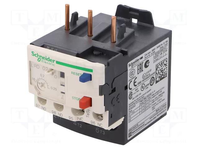 Thermal relay; Leads: screw terminals; 0.16÷0.25A; TeSys D SCHNEIDER ELECTRIC LRD02