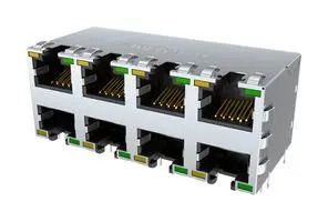 RJ45 CONN, R/A JACK, 8P8C, 2X4 STACK, TH RJE1R888335441