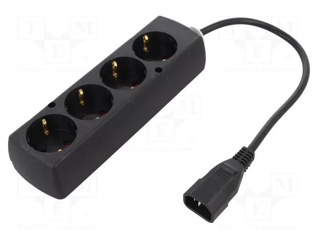 Cable; 3x1mm2; CEE 7/3 (F) socket,IEC C14 male; PVC; 0.3m; black JONEX PS-PCU470S/0.3