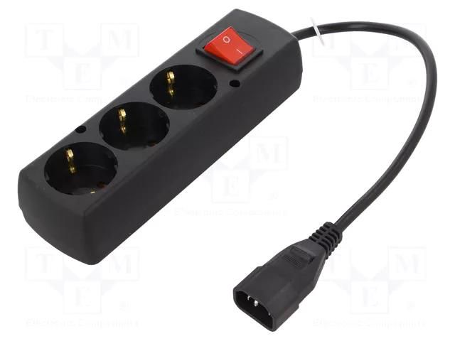 Cable; 3x1mm2; CEE 7/3 (F) socket,IEC C14 male; PVC; 0.3m; black JONEX PS-PCU370SWS/0.3