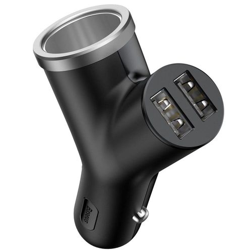 Baseus Y Type Car Charger car charger 2x USB + cigarette lighter socket 3.4A black (CCALL-YX01), Baseus 6953156280250 6953156280250