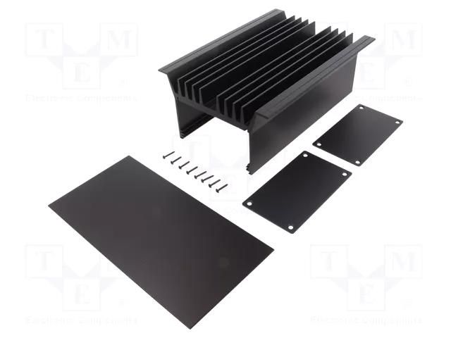 Heatsink: with case; black; aluminium; anodized; Y: 80mm; X: 143mm FISCHER ELEKTRONIK WAG/100/SA