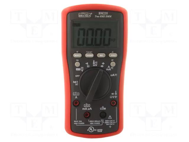 Digital multimeter; LCD; (6000); 5x/s; VAC: 6V,60V,600V,1kV BRYMEN BM235