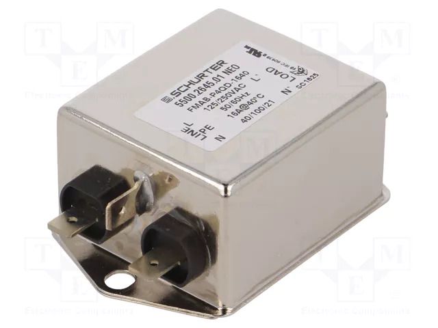 Filter: anti-interference; single-phase; 250VAC; Ioper.max: 16A SCHURTER 5500.2645.01