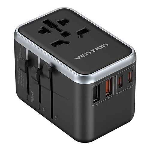 Vention FJFB0 GaN 2xUSB-C 2xUSB-A Universal Travel Adapter 65W (black), Vention FJFB0