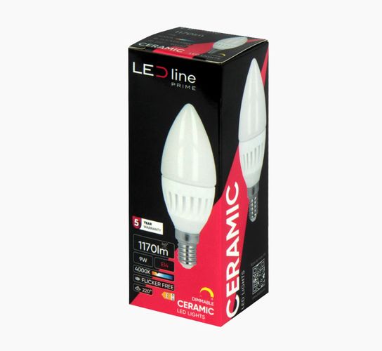 LED bulb E14 230V 9W 1170lm candle, warm white 2700K, dimmable, LED line PRIME 470232-II 5905378201699