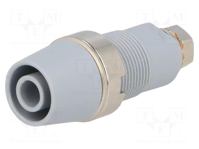 Connector: 4mm banana; socket; 32A; 1kV; grey; nickel plated; screw SCHÜTZINGER SAB6922NI-GR