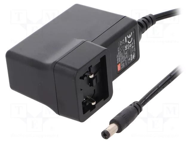 Power supply: switching; mains,plug-in; 5VDC; 4A; 20W; Out: 5,5/2,1 MEAN WELL GEM30I05-P1J