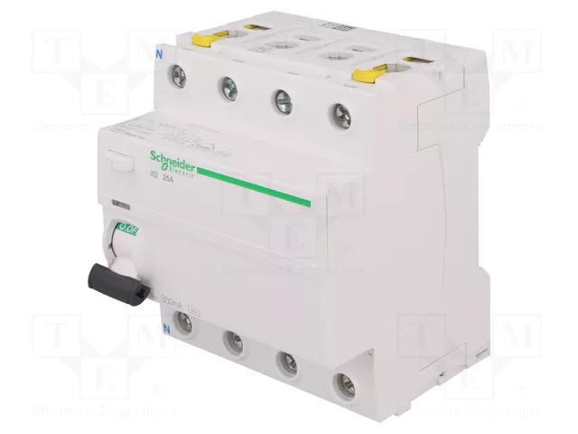 RCD breaker; Inom: 25A; Ires: 300mA; Poles: 4; 400VAC; IP20; 1÷25mm2 SCHNEIDER ELECTRIC A9Z14425