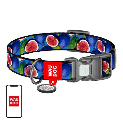 Waudog "Fig" nylon dog collar with QR code, size S, Waudog 280-4053