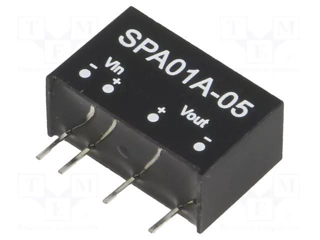 Converter: DC/DC; 1W; Uin: 9÷18VDC; Uout: 5VDC; Iout: 20÷200mA; SIP6 MEAN WELL SPA01A-05