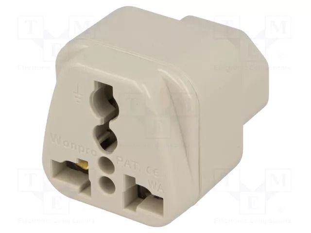 Transition: adapter; 2P+PE; 250VAC; 10A; Type: C13 (F); white; PIN: 3 NINIGI ADAPTER-PC