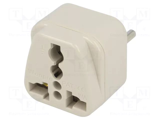Transition: adapter; 2P+PE; 250VAC; 10A; Type: type L; white; PIN: 3 NINIGI ADAPTER-ITALY