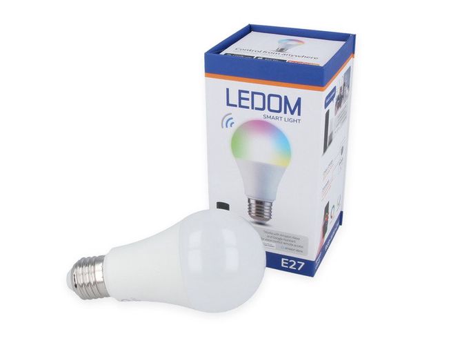 LED lemputė E27 230V A60 10W RGBW, spalvota, Wi-Fi, TUYA, LEDOM 470676
