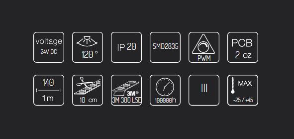 LED juosta 24V 12W/m nehermetiška IP20 šiltai balta 2200K-3000K DIM-TO-WARM CCT 1140lm, LED LINE 471093 5907777471093