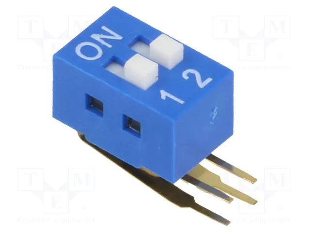 Switch: DIP-SWITCH; Poles number: 2; ON-OFF; 0.05A/12VDC; Pos: 2 NINIGI DSK-02