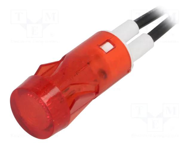 Indicator: with neon lamp; flat; red; 230VAC; Cutout: Ø12mm BULGIN AE-L2800RN-230