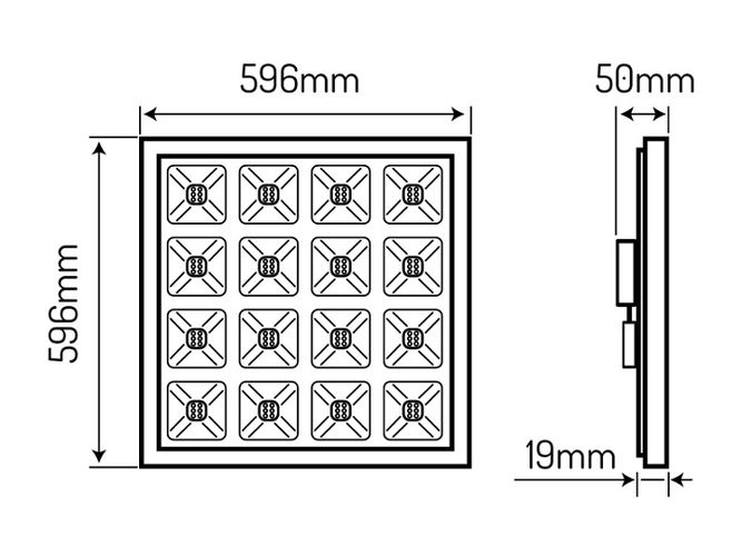 LED Panel DIORA 595x595 36W 4000K 5040lm, dimmable 0-10V, LEDOM 471260