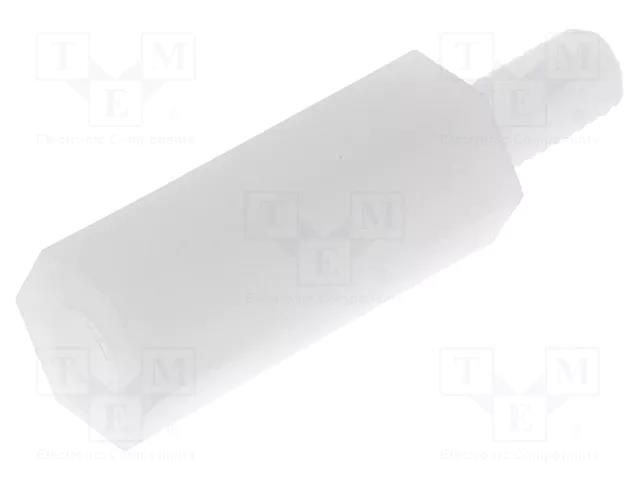 Screwed spacer sleeve; hexagonal; polyamide; M3; M3; 14mm FIX&FASTEN TP-14