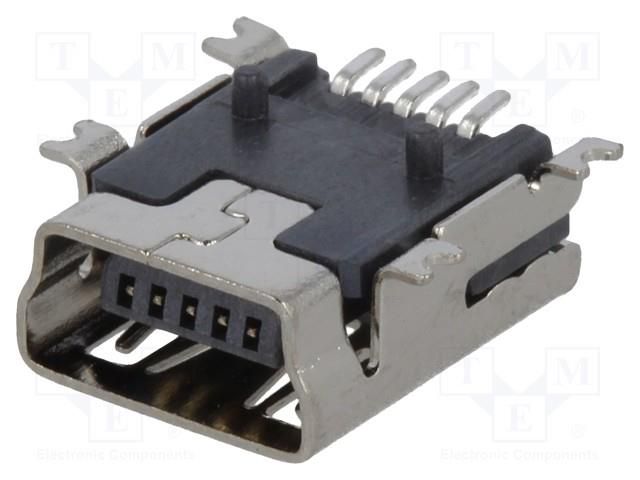 Connector: USB B mini; socket; on PCBs; SMT; PIN: 5; horizontal KEYSTONE KEYS934