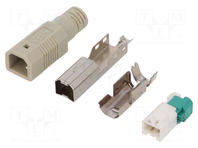 Connector: USB B; plug; male; for cable; without tools; PIN: 4; grey LOGILINK LOG-UP0004