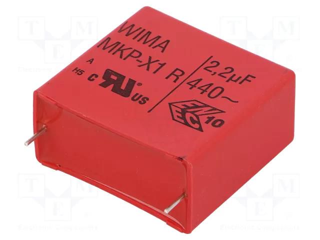 Capacitor: polypropylene; X1; 2.2uF; 440VAC; 41.5x39.5x20mm; THT WIMA MKP-X1-2U2