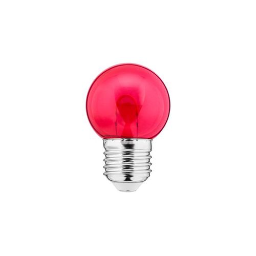 Lemputė LED E27, 230V, 1W, G45, 10lm, raudona, FILAMENT U, PC skaidri THORGEON-05253