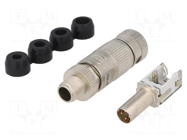 Connector: M12; plug; PIN: 4; male; preLink; D code-Ethernet HARTING 20820050001