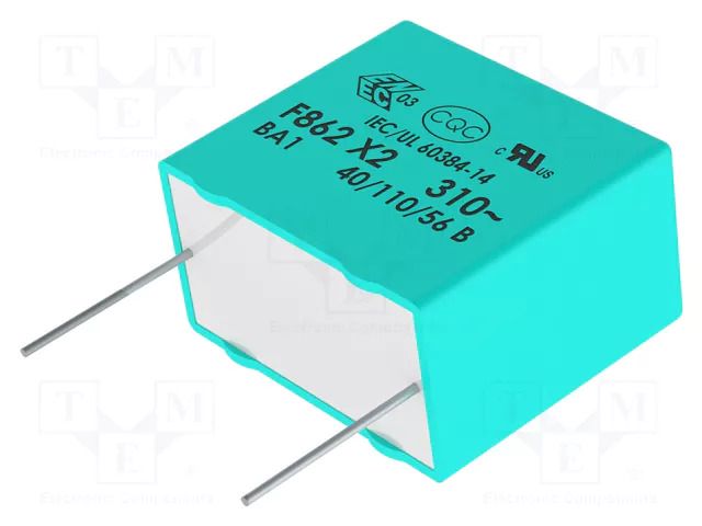 Capacitor: polypropylene; X2; 120nF; 310VAC; 18x7.5x13.5mm; THT KEMET F862BK124K310ALR0L