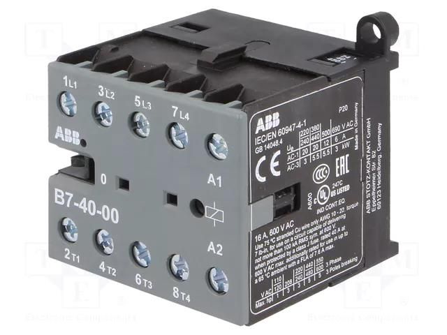 Contactor: 4-pole; NO x4; 24VAC; 7A; B7; screw terminals; -20÷55°C ABB B7-40-00-01