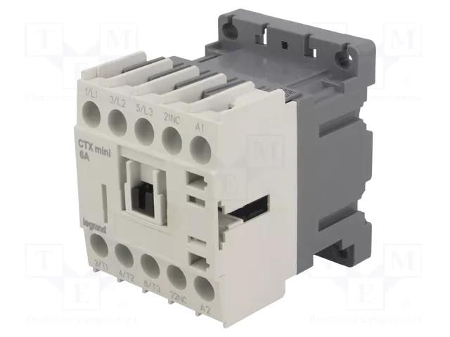 Contactor: 3-pole; NO x3; Auxiliary contacts: NC; 230VAC; 6A LEGRAND 417016