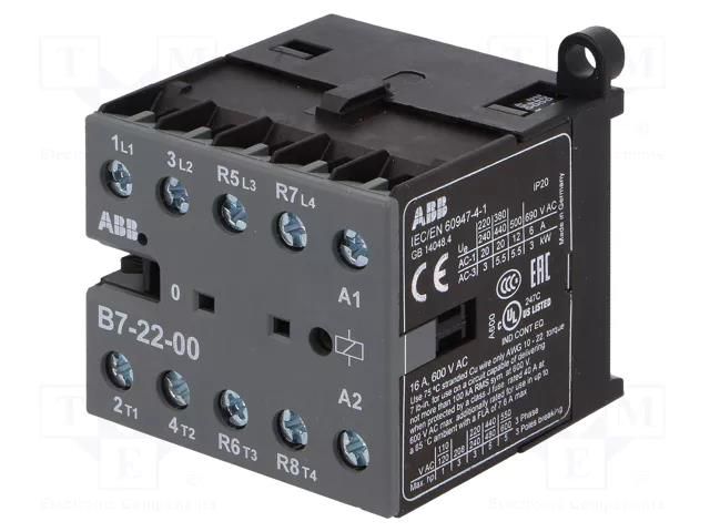 Contactor: 4-pole; NC x2 + NO x2; 220÷240VAC; 7A; B7; -20÷55°C ABB B7-22-00-80