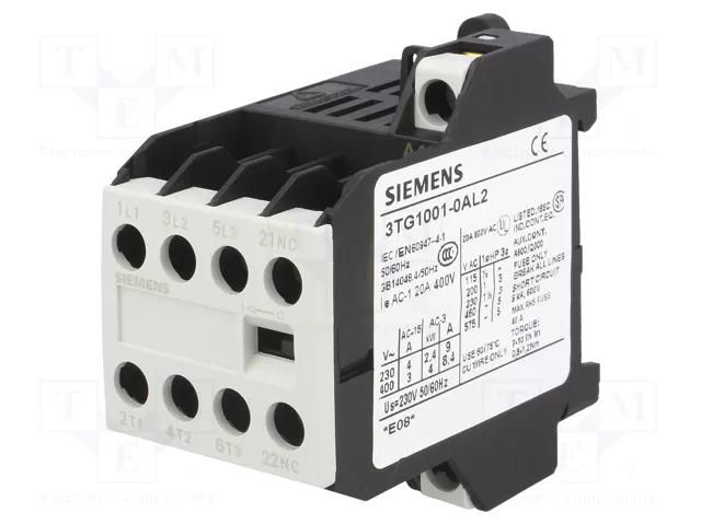 Contactor: 4-pole; NC + NO x3; 230VAC; 8.4A; 3TG10 SIEMENS 3TG1001-0AL2