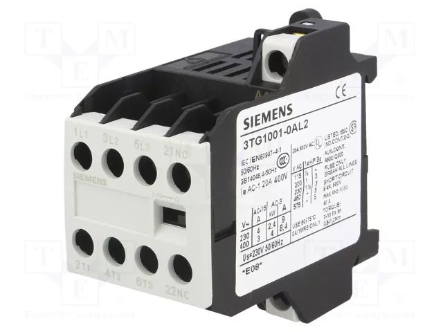 Contactor: 4-pole; NC + NO x3; 230VAC; 8.4A; 3TG10 SIEMENS 3TG1001-0AL2