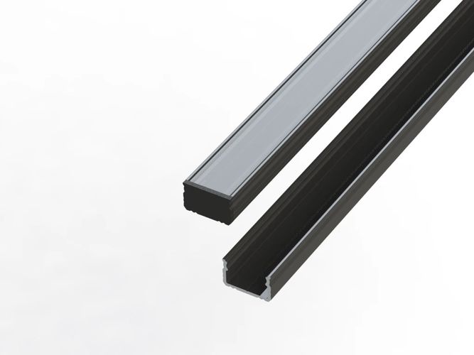 10 mm anodized aluminum profile, black anodized surface 2 meters + frosted cover 478641 5907777478641