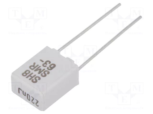 Capacitor: metallized PPS; SMR; 220nF; 63VDC; 40VAC; 7.2x4.5x9mm KEMET SMR5224J63J03