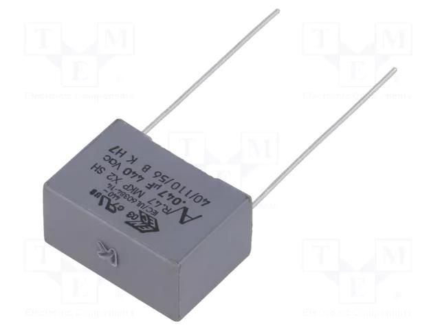 Capacitor: polypropylene; X2; R47 X2; 47nF; 18x9x12.5mm; THT; ±10% KEMET R474I24705003K