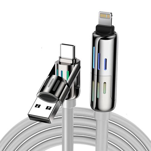 Blitzwolf BW-HDC6 4-in-1 USB-C/USB-A to USB-C/Lightning cable 1.2m 240W RGB (gray), BlitzWolf BW-HDC6 Grey