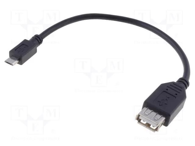 Cable; OTG,USB 2.0; USB A socket,USB B micro plug; 0.2m; black Goobay TCAB-311