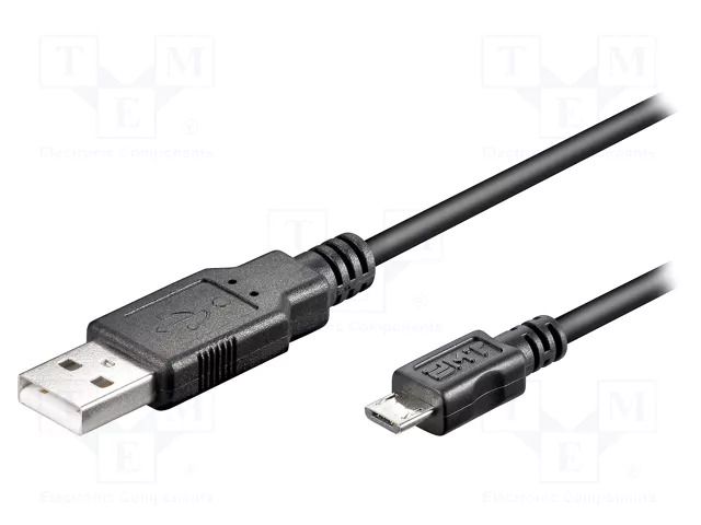 Cable; USB 2.0; USB A plug,USB B micro plug; 1.8m; black; Core: Cu GOOBAY USB-MICBM-1.8BK